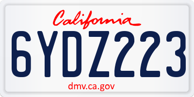 CA license plate 6YDZ223