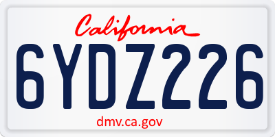 CA license plate 6YDZ226