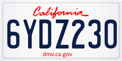CA license plate 6YDZ230