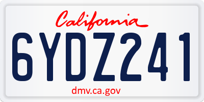 CA license plate 6YDZ241