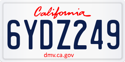 CA license plate 6YDZ249