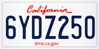 CA license plate 6YDZ250