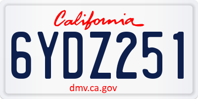 CA license plate 6YDZ251