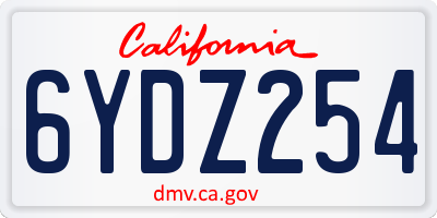 CA license plate 6YDZ254