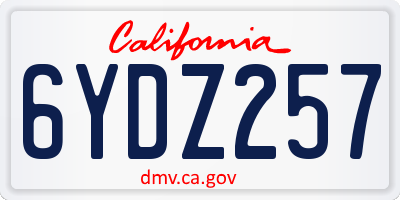 CA license plate 6YDZ257