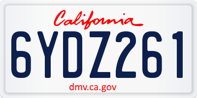 CA license plate 6YDZ261