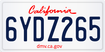 CA license plate 6YDZ265