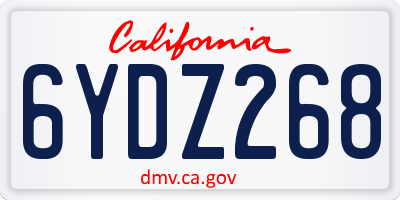 CA license plate 6YDZ268