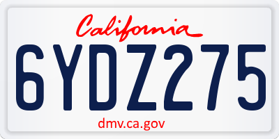 CA license plate 6YDZ275