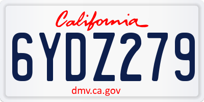 CA license plate 6YDZ279