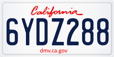 CA license plate 6YDZ288