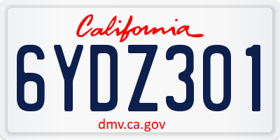 CA license plate 6YDZ301