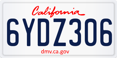 CA license plate 6YDZ306