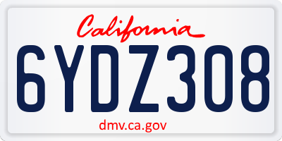 CA license plate 6YDZ308