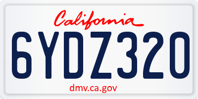 CA license plate 6YDZ320