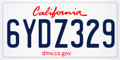 CA license plate 6YDZ329