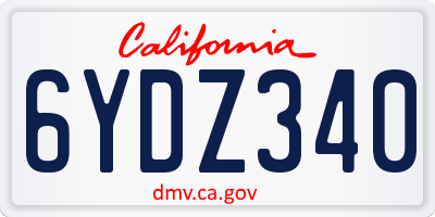 CA license plate 6YDZ340