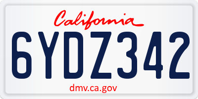 CA license plate 6YDZ342