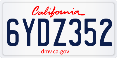 CA license plate 6YDZ352