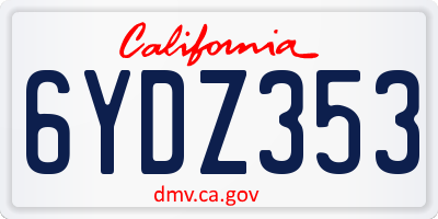 CA license plate 6YDZ353