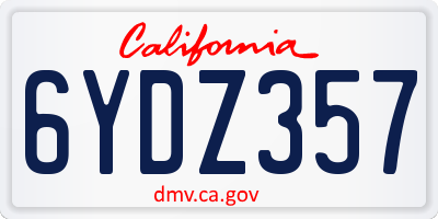CA license plate 6YDZ357
