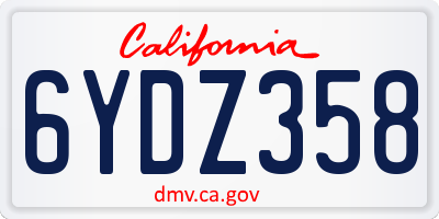 CA license plate 6YDZ358