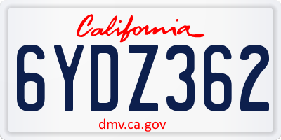 CA license plate 6YDZ362