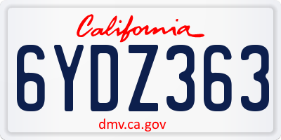CA license plate 6YDZ363