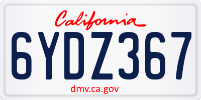 CA license plate 6YDZ367