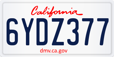 CA license plate 6YDZ377