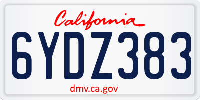 CA license plate 6YDZ383