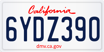CA license plate 6YDZ390