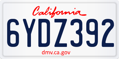 CA license plate 6YDZ392