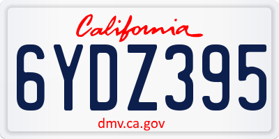 CA license plate 6YDZ395