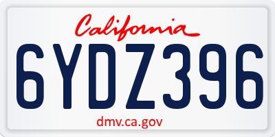 CA license plate 6YDZ396