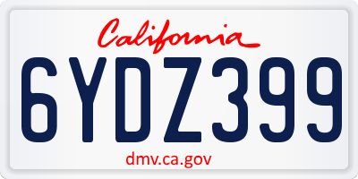 CA license plate 6YDZ399