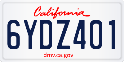 CA license plate 6YDZ401