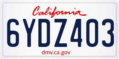 CA license plate 6YDZ403