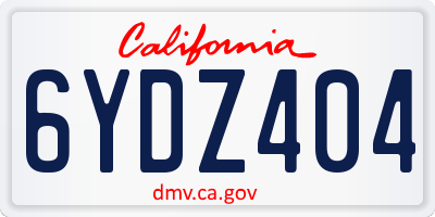 CA license plate 6YDZ404