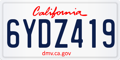 CA license plate 6YDZ419
