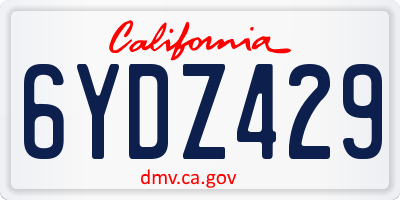 CA license plate 6YDZ429