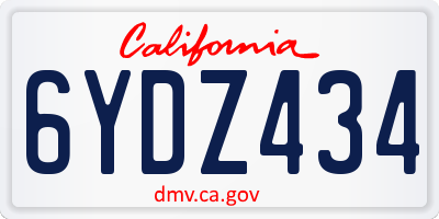 CA license plate 6YDZ434