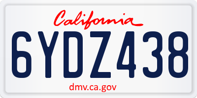 CA license plate 6YDZ438