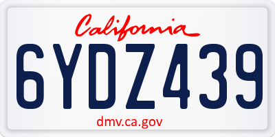 CA license plate 6YDZ439