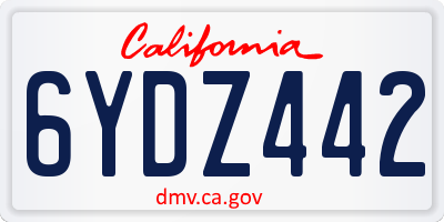CA license plate 6YDZ442