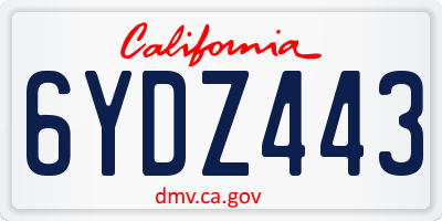 CA license plate 6YDZ443