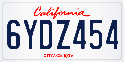 CA license plate 6YDZ454