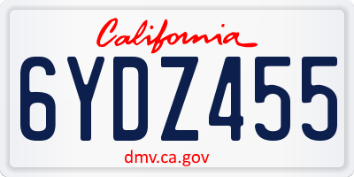 CA license plate 6YDZ455