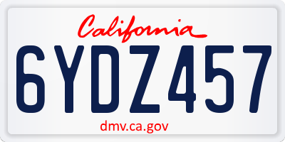 CA license plate 6YDZ457