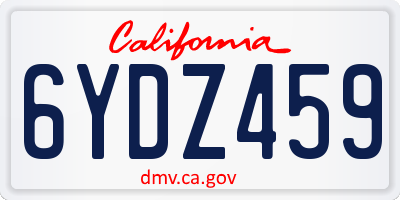 CA license plate 6YDZ459